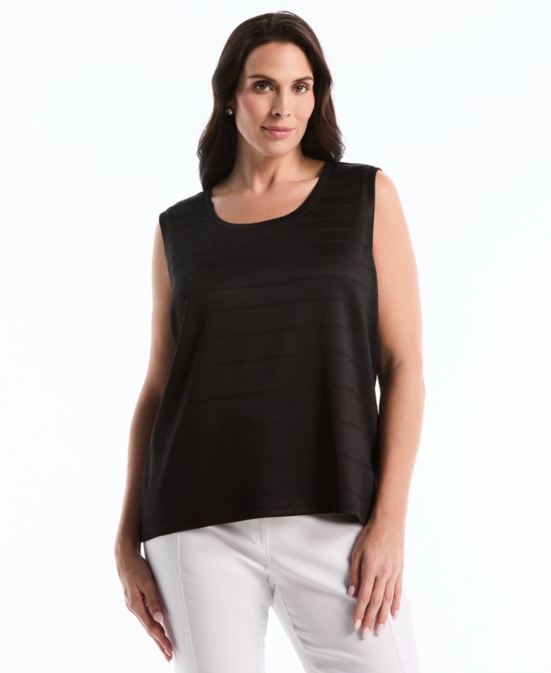 Plus Size Ottoman Knit Sleeveless Crewneck Top