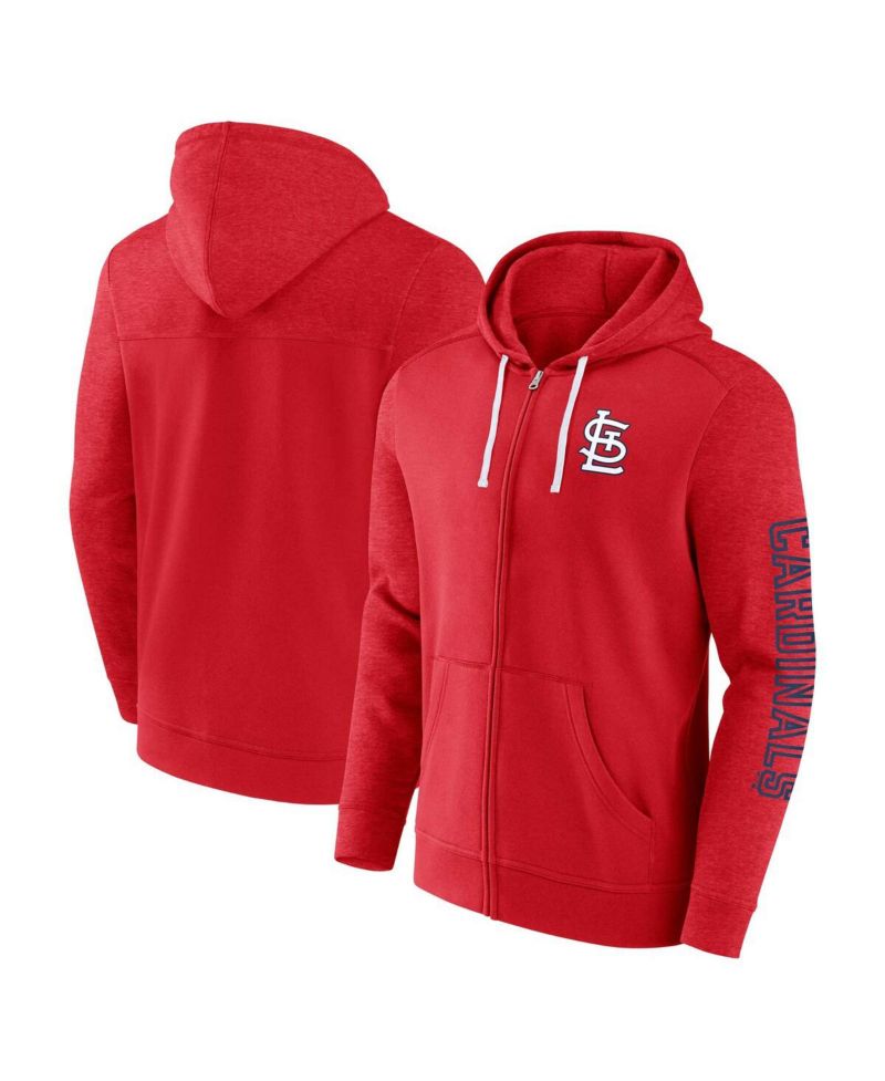 Men's Red St. Louis Cardinals Offensive Line Up Lightweight Full-Zip Hoodie