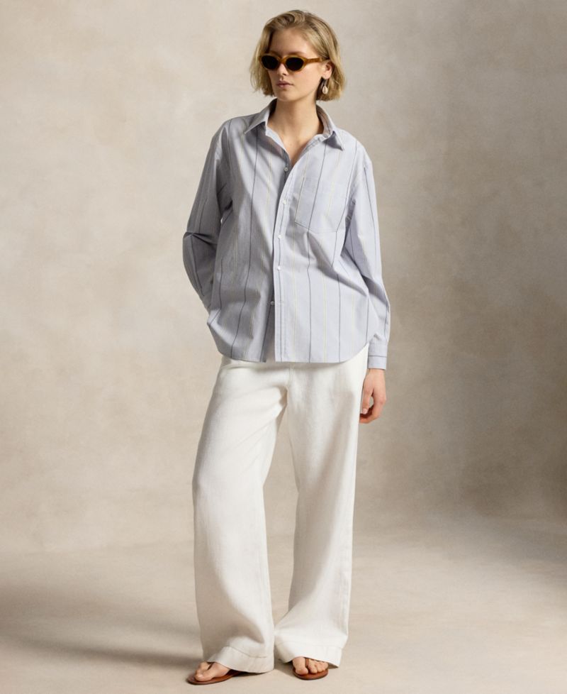 Women's Oversize-Fit Striped Cotton Shirt