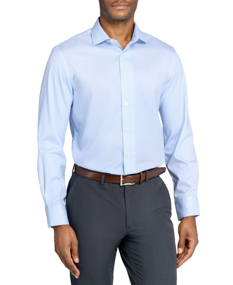 Men's Houndstooth Hybrid Slim Fit Easy Care Long Sleeve Shirt