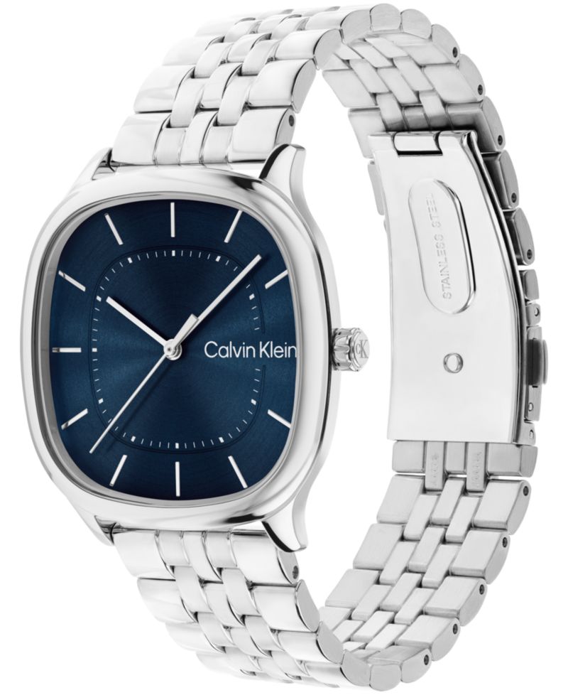 Men's CK Shape Silver-Tone Stainless Steel Bracelet Watch 37mm