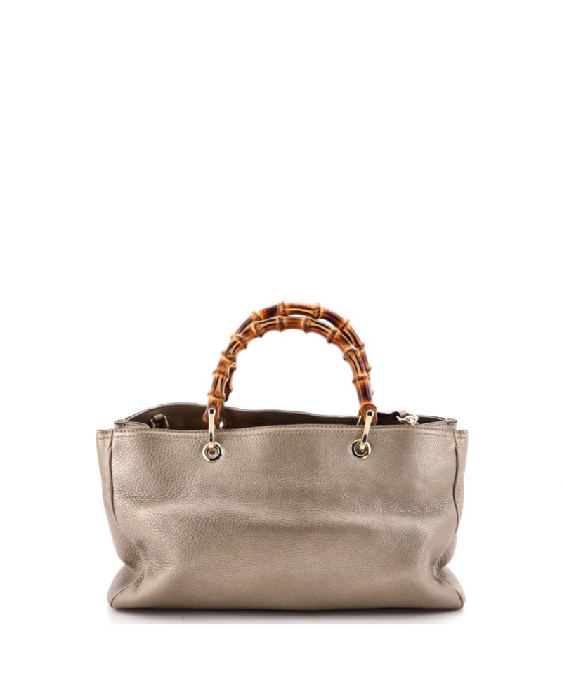 Medium Bamboo Shopper Tote Leather