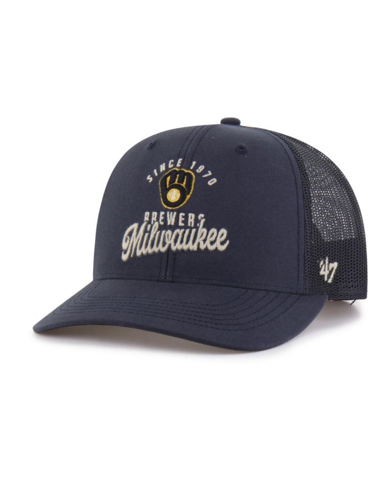 Men's Navy Milwaukee Brewers Pitstop Trucker Adjustable Hat