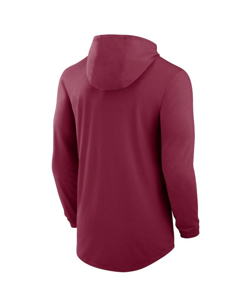 Men's Garnet Florida State Seminoles Classic Arch Tri-Blend Performance Long Sleeve Hoodie T-Shirt