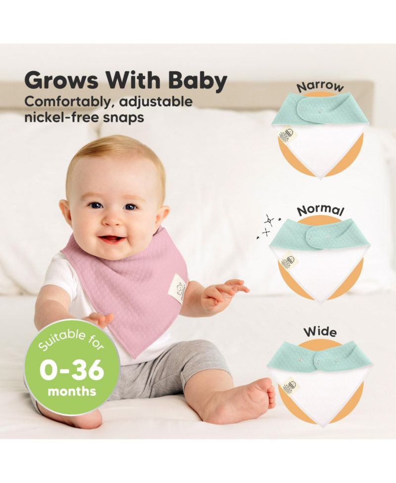 8pk Quin Bandana Bibs, Baby Bibs for Drooling and Teething, Cotton Drool Bibs for Baby Girl, Baby Boy