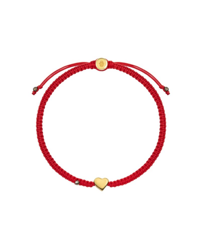 Gold Heart Charm Red String Bracelet