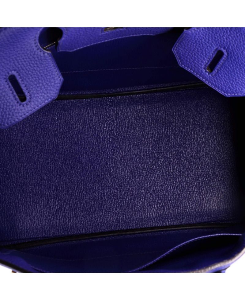 Pre-Owned Hermes Birkin 30 Handbag Blue Togo with Gold Hardware