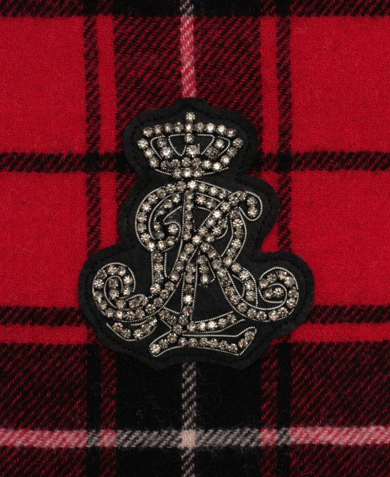 Blackwatch Plaid Scarf with Crystal Patch