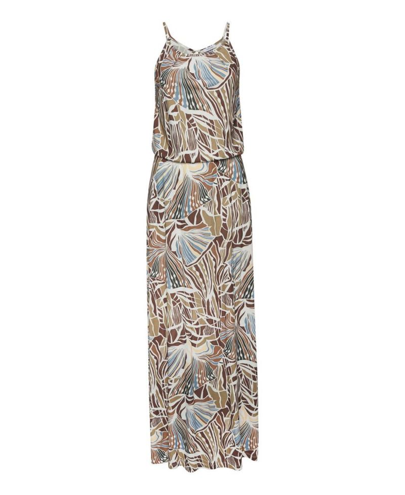 Women's Viscose Printed A-Line Elastic-Waist Maxi Dress