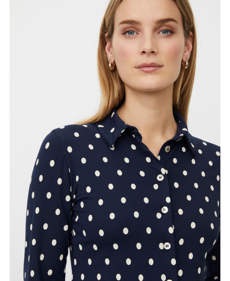 Women's Maiviona Long-Sleeve Collared Polka-Dot Shirt
