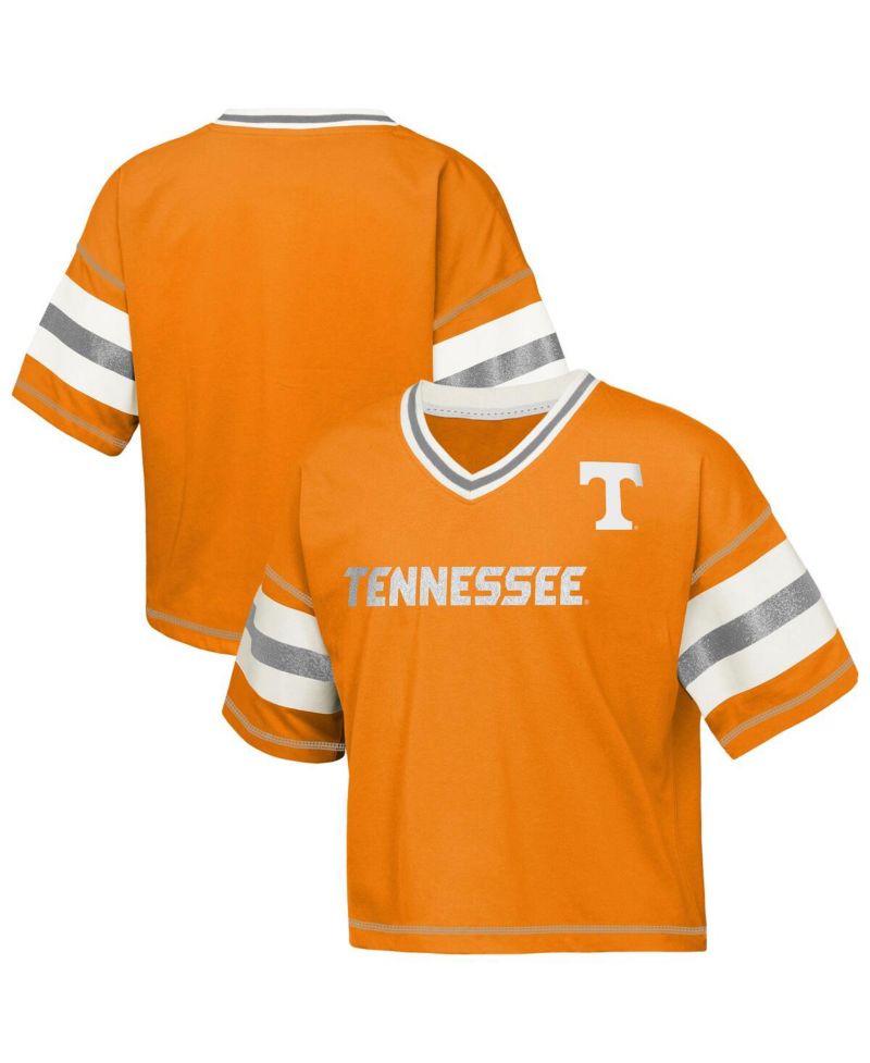 Big Girls Tennessee Orange Tennessee Volunteers Gridiron Jersey V-Neck T-Shirt