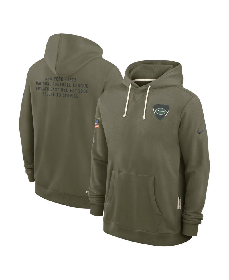 Men's Olive New York Jets 2025 Salute to Service Sideline Standard Issue Dri-FIT Hoodie