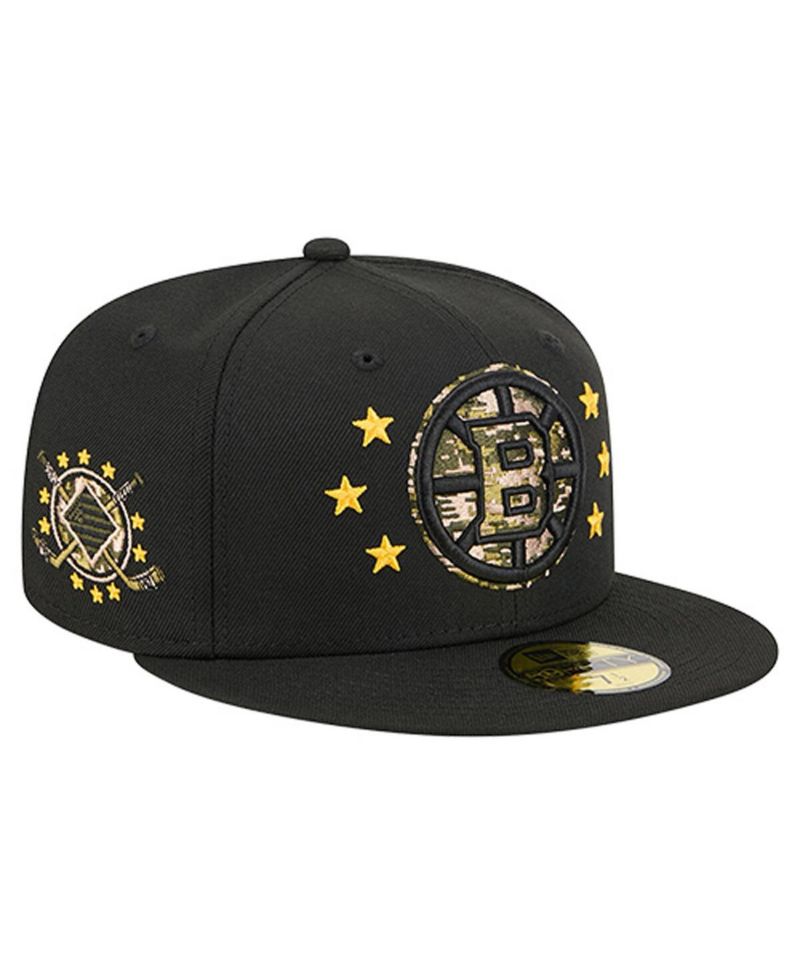 Men's Black Boston Bruins Military Appreciation Digital Camo Stars 59FIFTY Fitted Hat