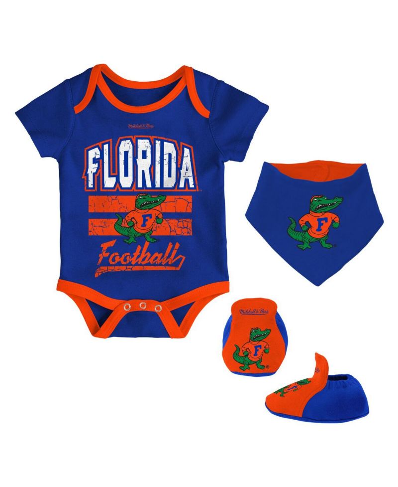 Baby Boys and Girls Royal Florida Gators Bodysuit, Bib and Bootie, Set of 3