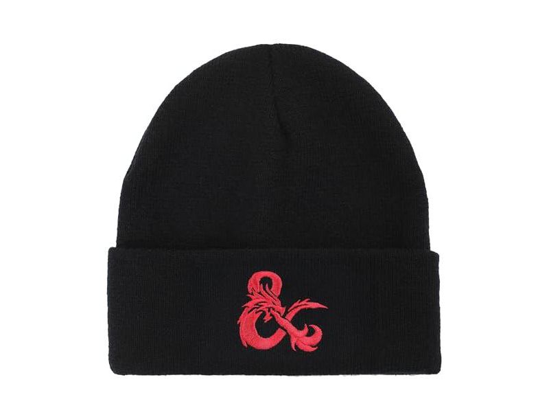 Men's Dungeons and Dragons Ampersand Logo Embroidery Black Acrylic Knit Cuff Beanie