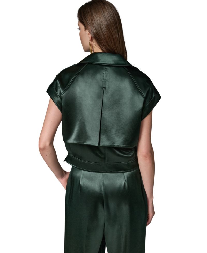 Women's Luxe Drape Satin Belted Vest