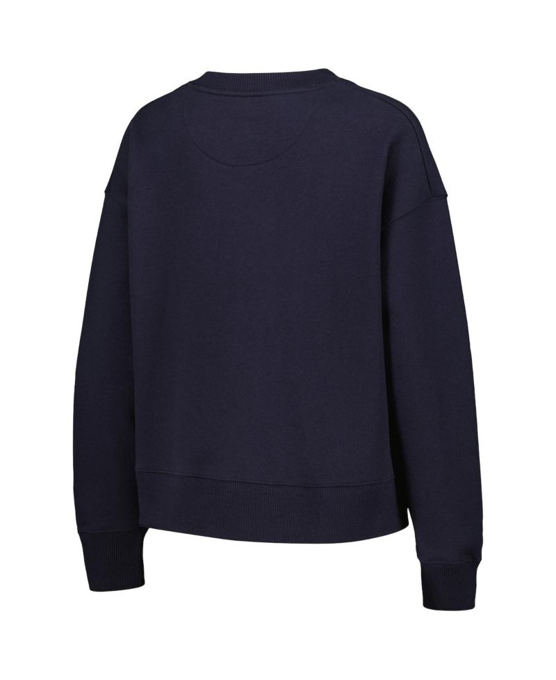 Women's Navy Michigan Wolverines Boxy Pullover Sweatshirt
