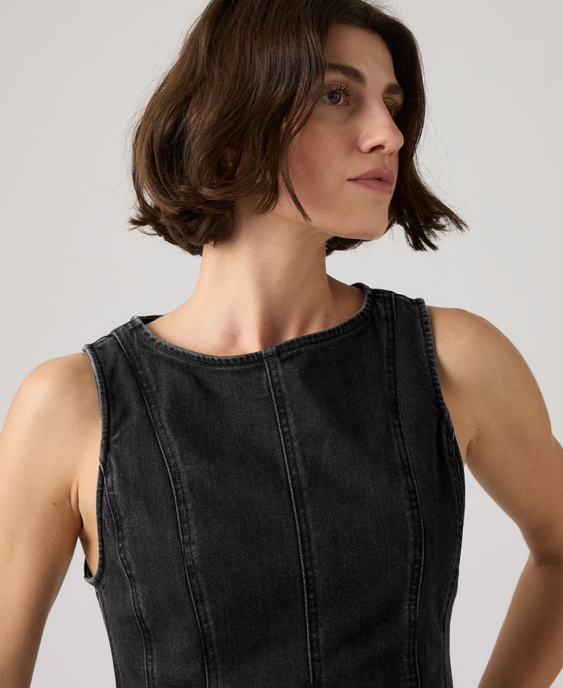 Premium Women's Leighton Sleeveless High-Neck Peplum Top
