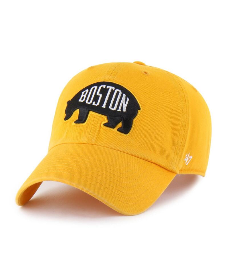 Men's Gold Boston Bruins Core Logo Clean Up Adjustable Hat
