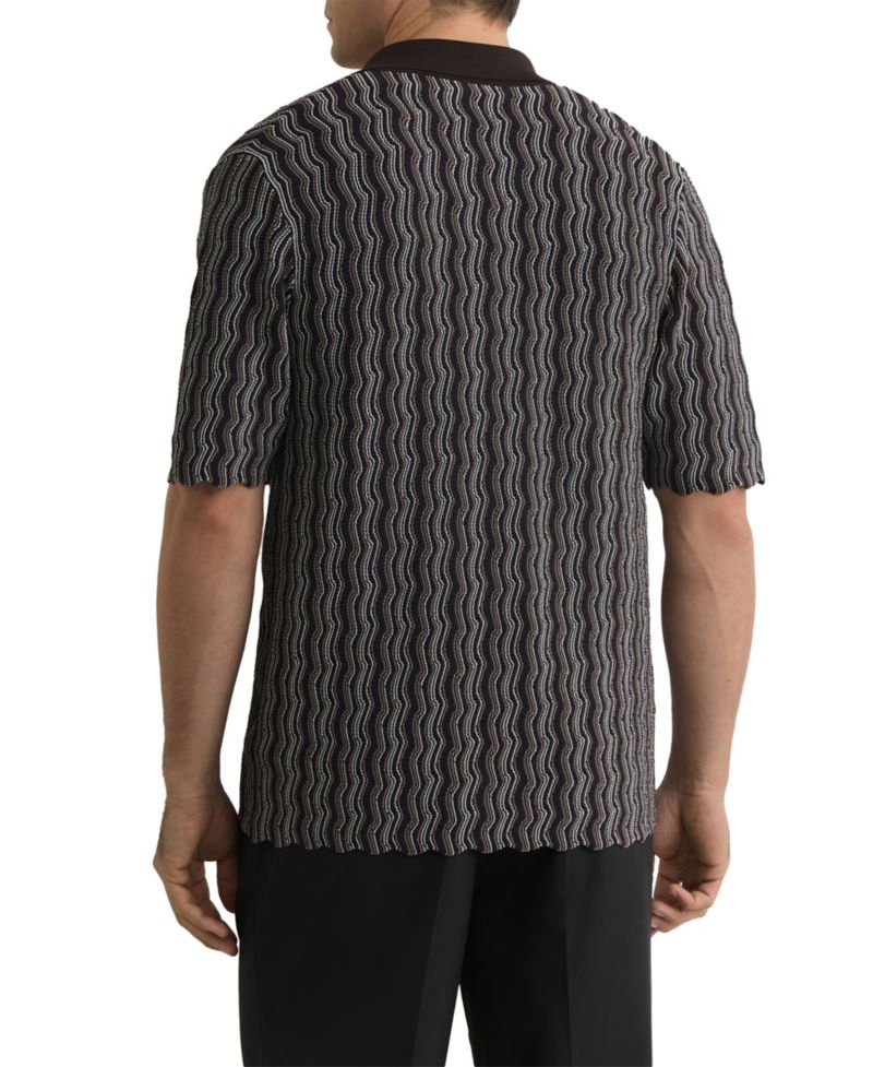 Men's Drake Button Through Wavy Stripe Cuban Shirt