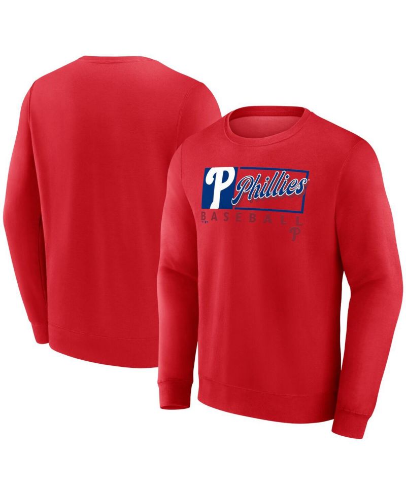 Men's Red Philadelphia Phillies Focus Fleece Pullover Sweatshirt
