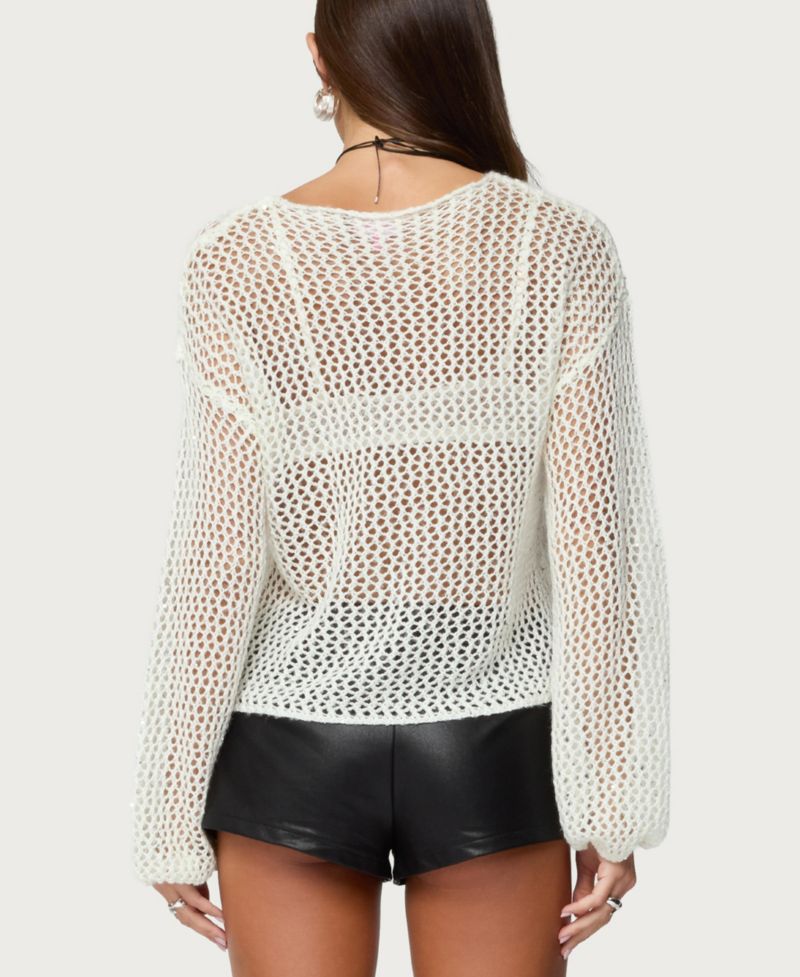 Women's Charlise Open Knit Sequin Top