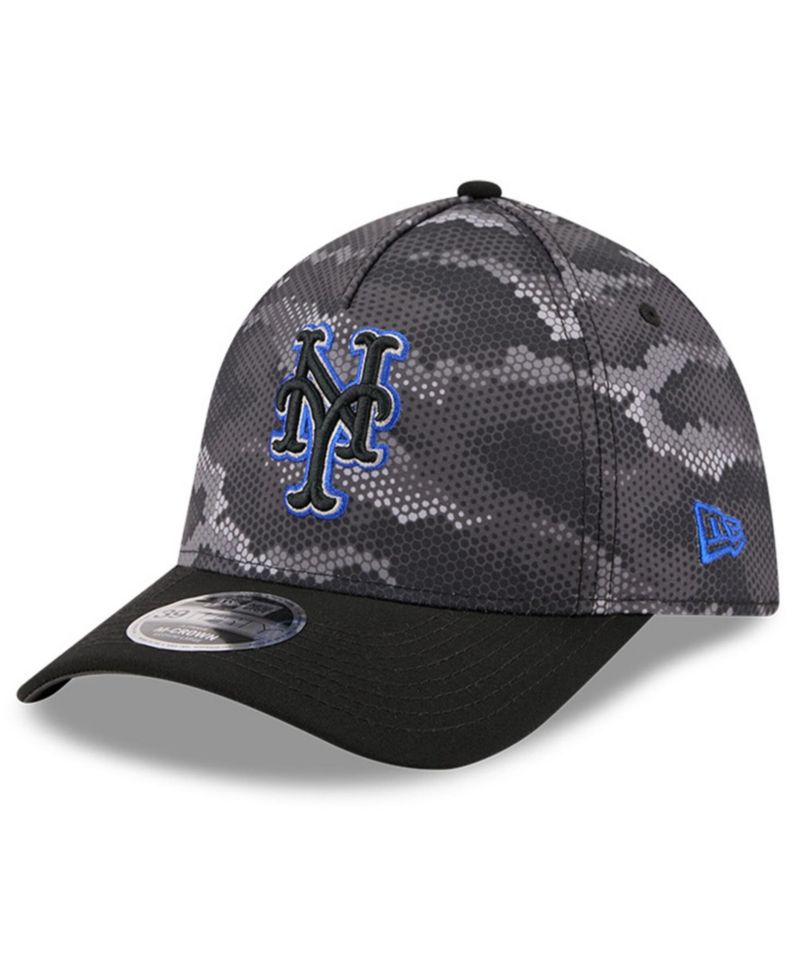 Men's Black New York Mets Camo 39THIRTY A-Frame Flex Hat