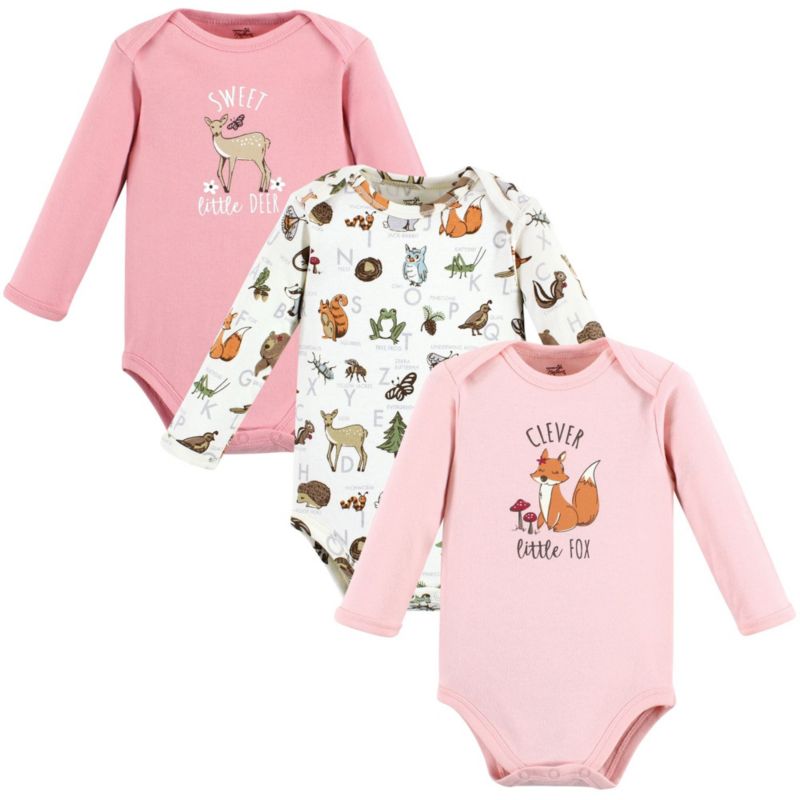 Baby Girls 3Pk Long Sleeve Natural Bodysuits