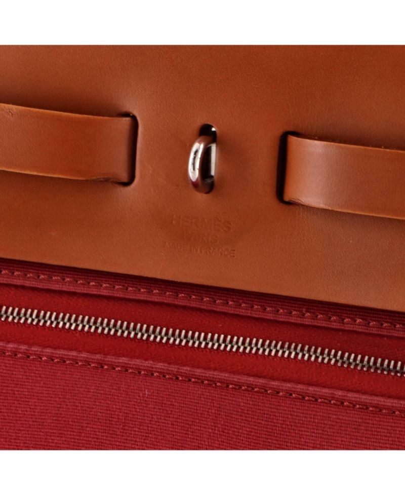 Pre-Owned Hermes 31 Herbag Zip Leather and Toile