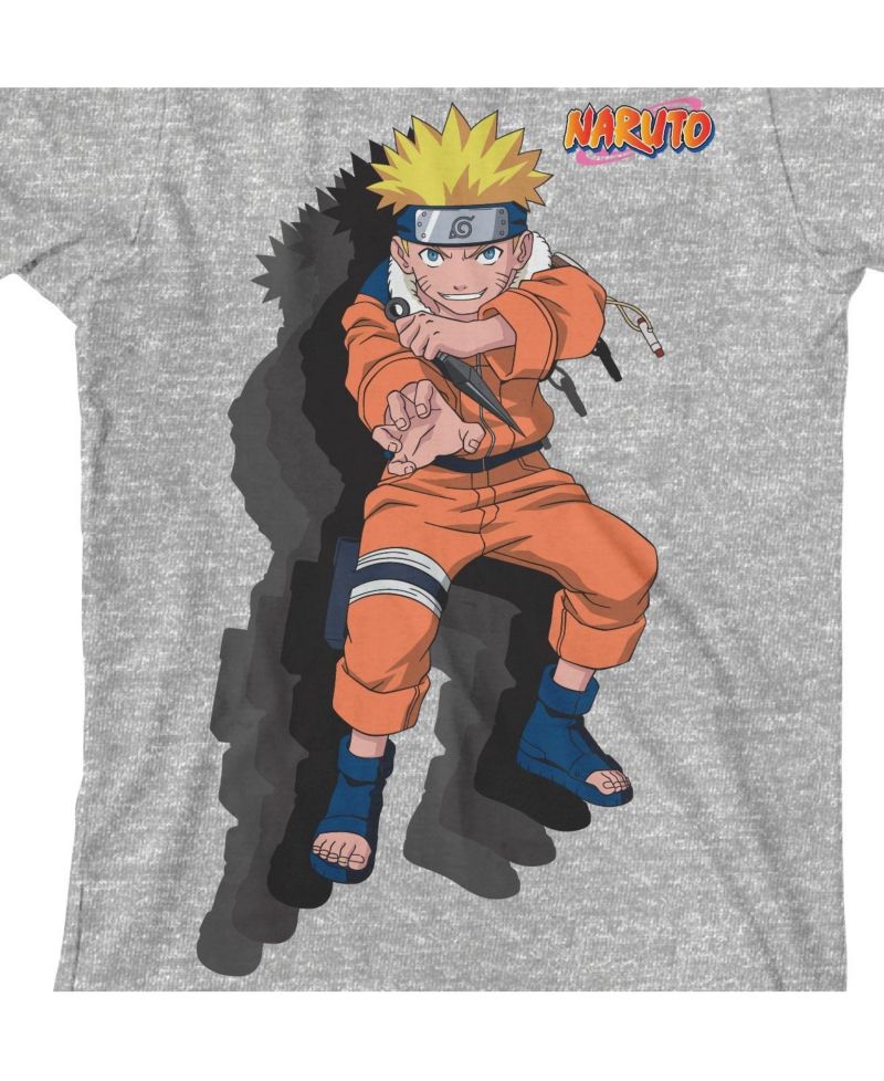 Shadow Effect Crew Neck Short Sleeve Athletic Heather Boy's T-shirt-L