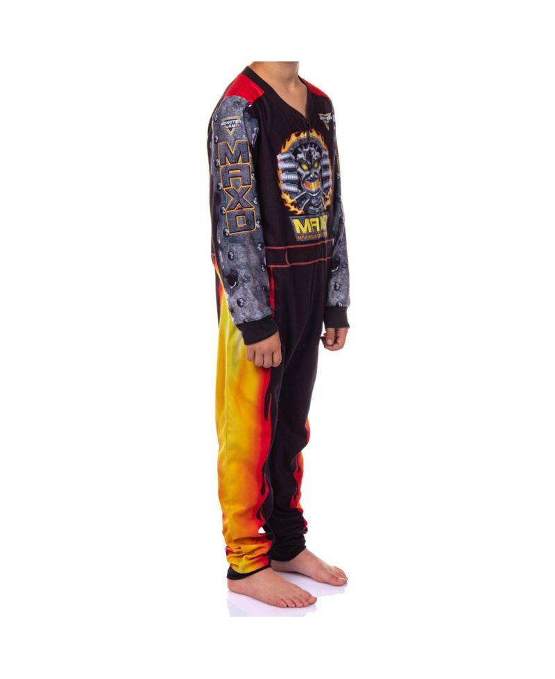 Big Boys (4-16) Union Suit Fleece Maximum Destruction Monster Truck One Piece Pajamas