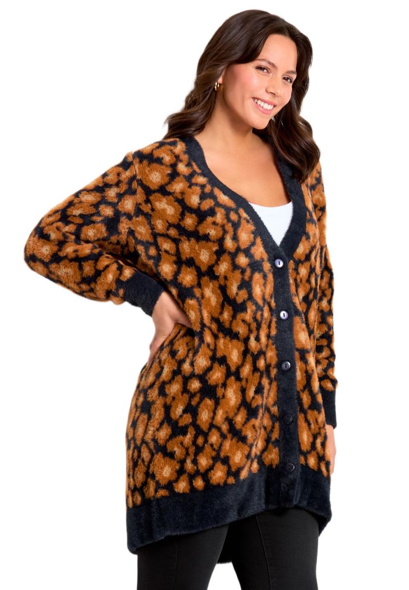 Women's Plus Size Button Front Cozy Cardigan