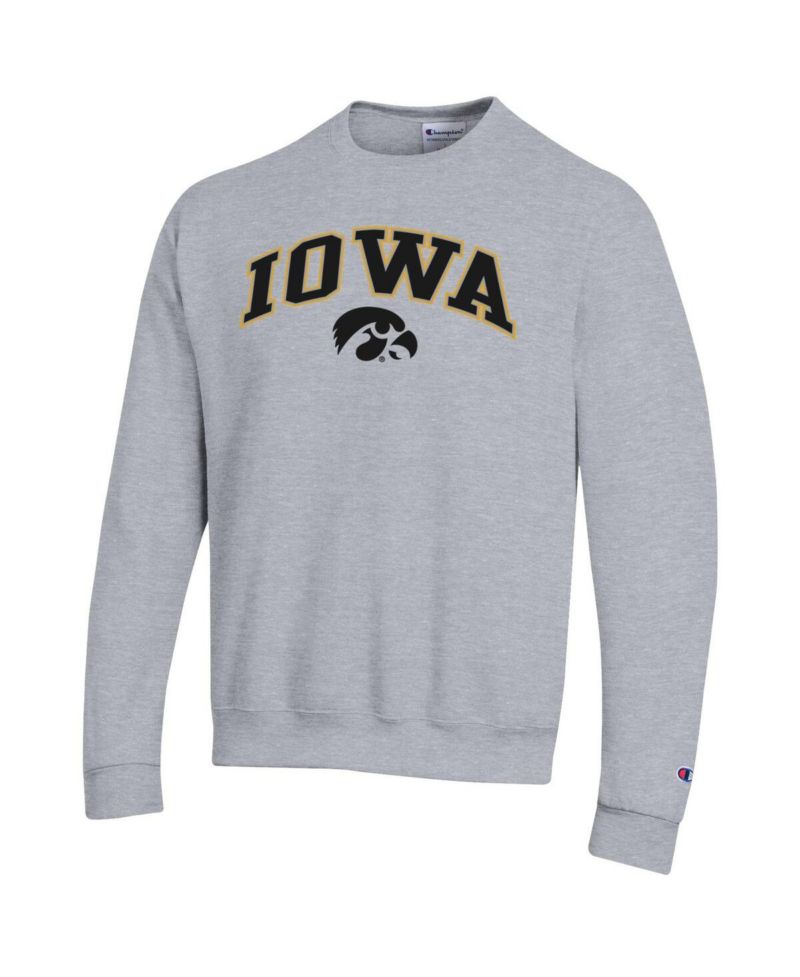 Men's Heather Gray Iowa Hawkeyes Arch Over Logo Pullover Sweatshirt