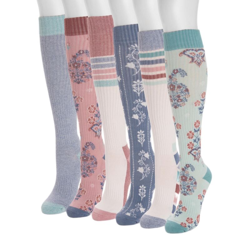 Women's 6 Pack Tall Cotton Compression Knee-High Socks