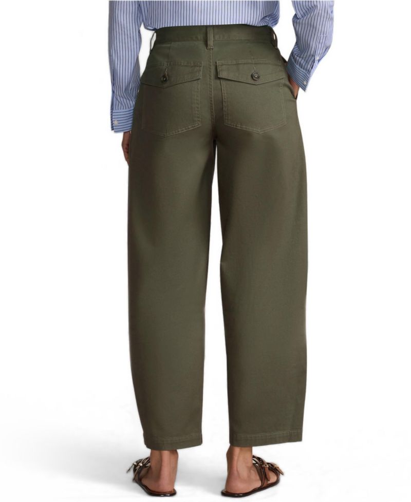 Petite Chino High Rise Barrel Leg Utility Ankle Pants