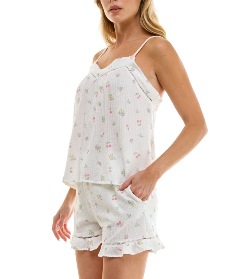 Women's Sweetheart Neck Top and Mid-Rise Shorts, 2-Piece Set
