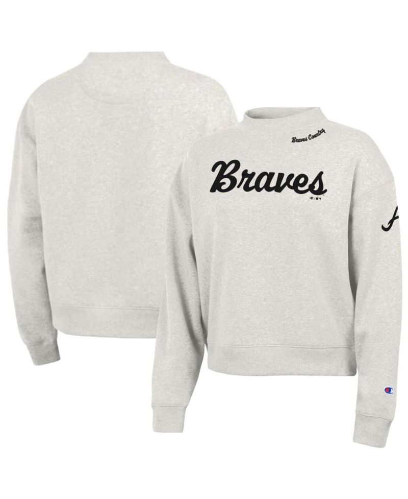 Women's Stone Atlanta Braves Triumph Tri-Blend Sweatshirt