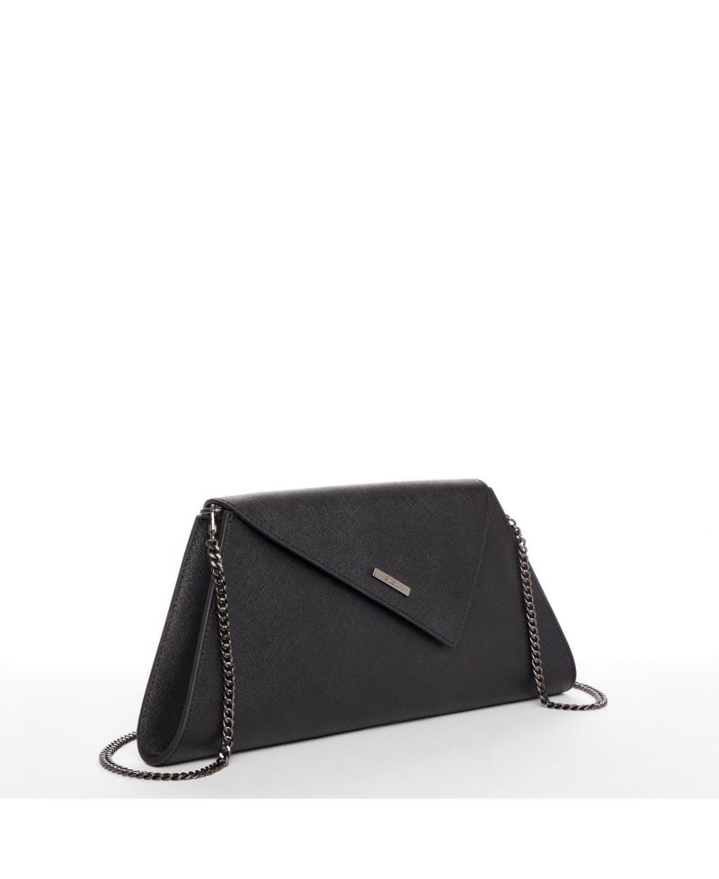 Womens Saffiano Leather Envelope Clutch Purse Crossbody Evening Bag with Chain Strap Elegant Handbag