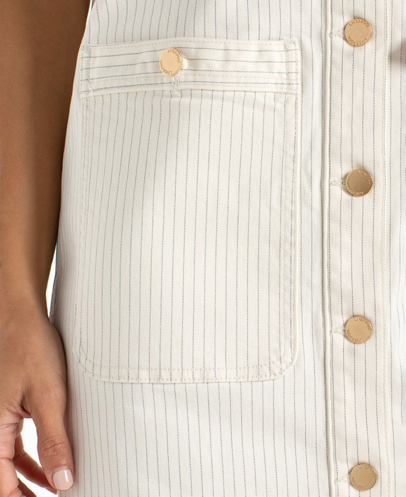 Women's Striped Button-Front Shift Dress