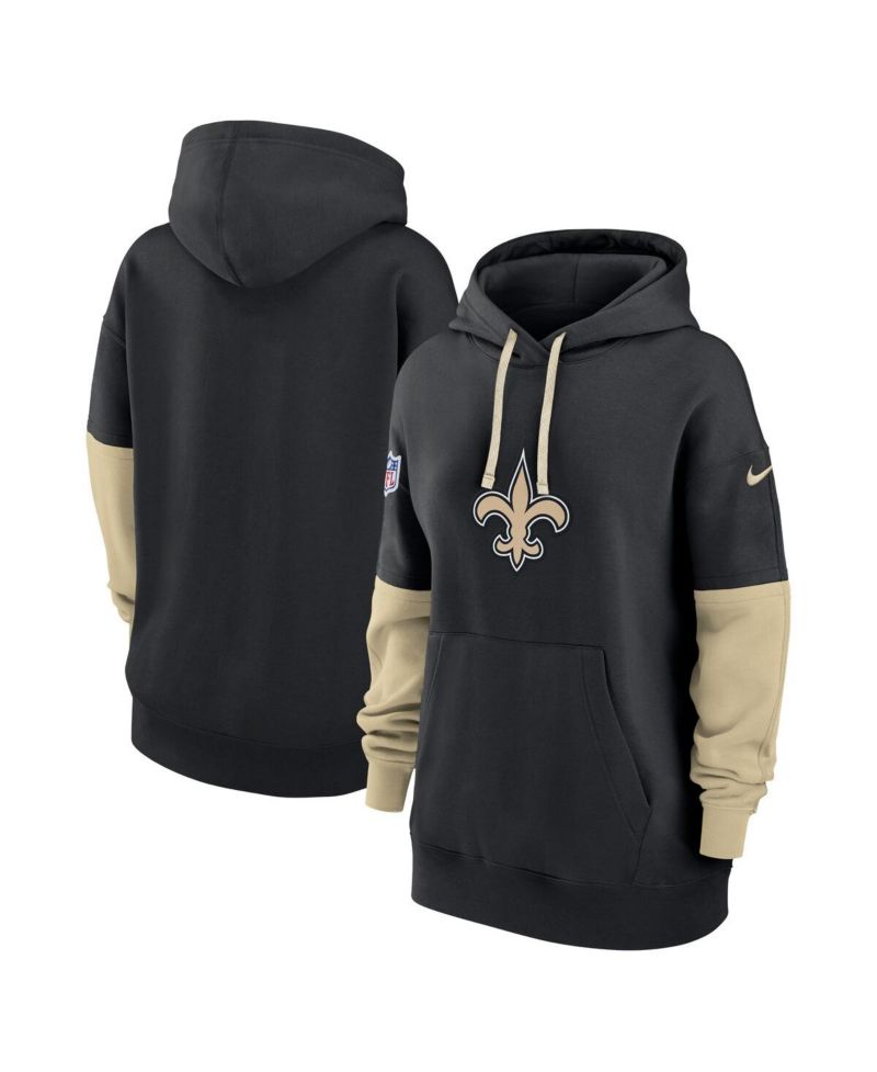 Women's Black New Orleans Saints 2024 Sideline Essential Fleece Pullover Hoodie