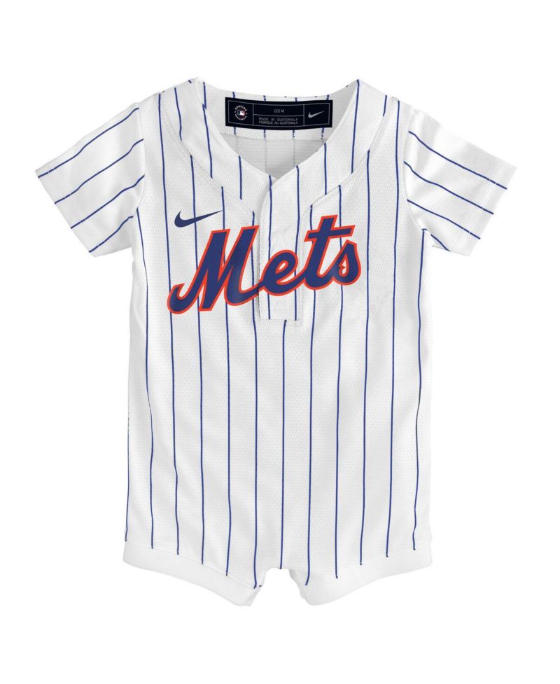Baby Boys and Girls White New York Mets Home Replica Romper Jersey