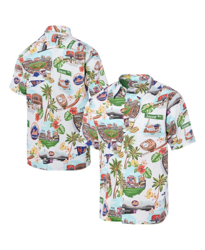 Men's White New York Mets Scenic Tri-Blend Button-Down Shirt