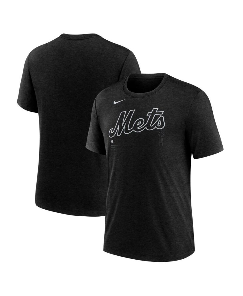 Men's Heather Black New York Mets Lights Out Tri-Blend T-Shirt