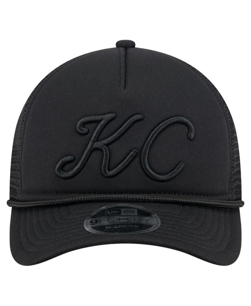 Men's Black Kansas City Royals City Initial 9FORTY A-Frame M-Crown Adjustable Trucker Hat