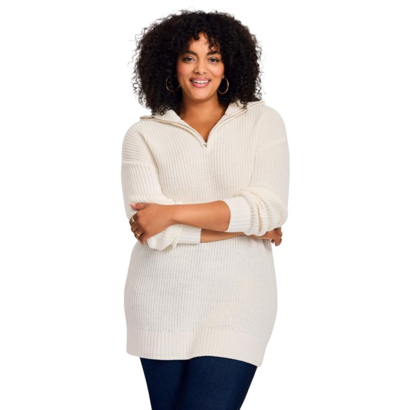Women's Plus Size Half-Zip Pullover Sweater