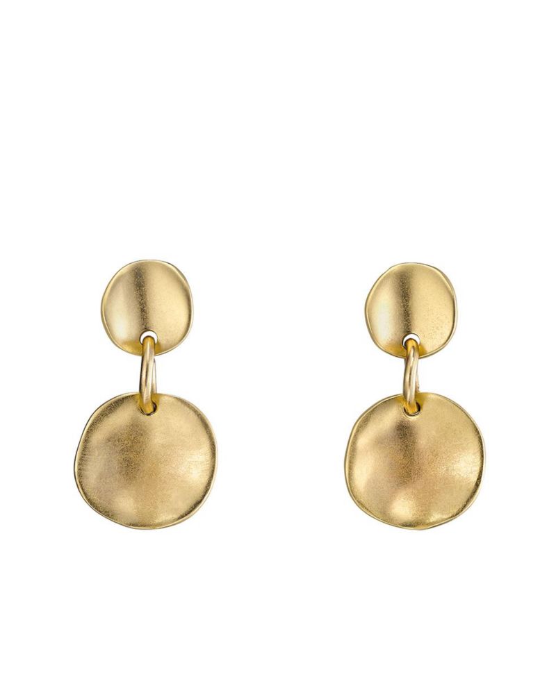Metal Clad Two Uneven Round Earrings
