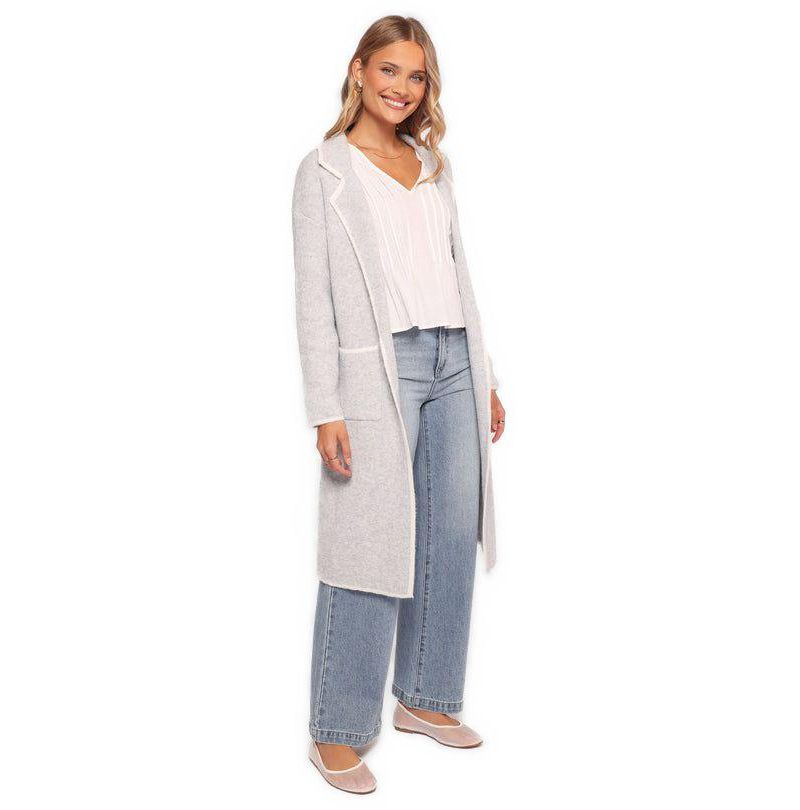 Women's Katia Contrast Trim Coatigan - Beige S/M