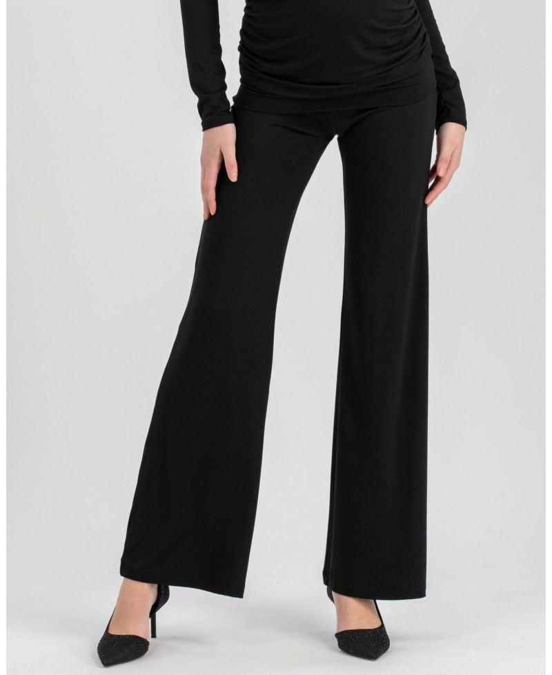 Maternity Travis Trousers with Ruched Waist and Flared Fit