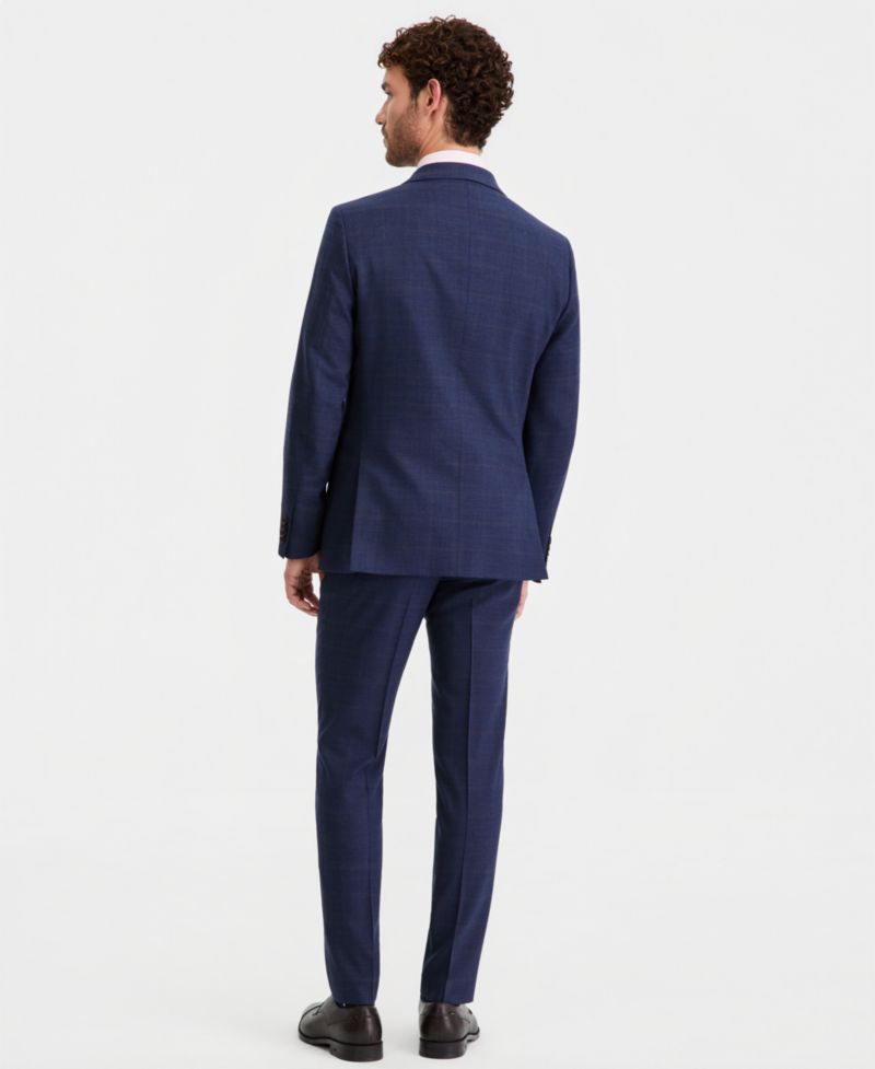 Men's Modern-Fit Wool-Blend Windowpane Suit Separates Pants