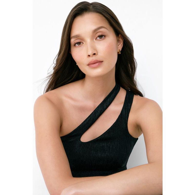 Women's Siren Metallic One-Shoulder Cutout Fitted Evening Top